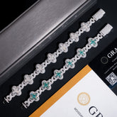 GL Hip Hop Clover S925 Silver Moissanite Diamond Cuban Chain